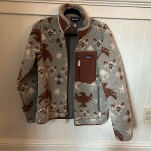 Patagonia women’s Patterned Fleece Jacket - Brown and Gray